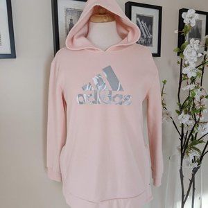 Adidas Pink Hoodie with Adidas logo in the front. Size S Loose fit